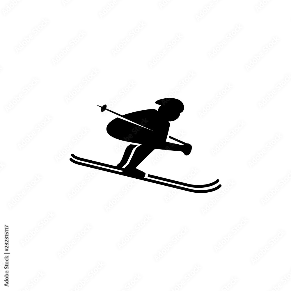 Skiing Sport Simple Flat Logo