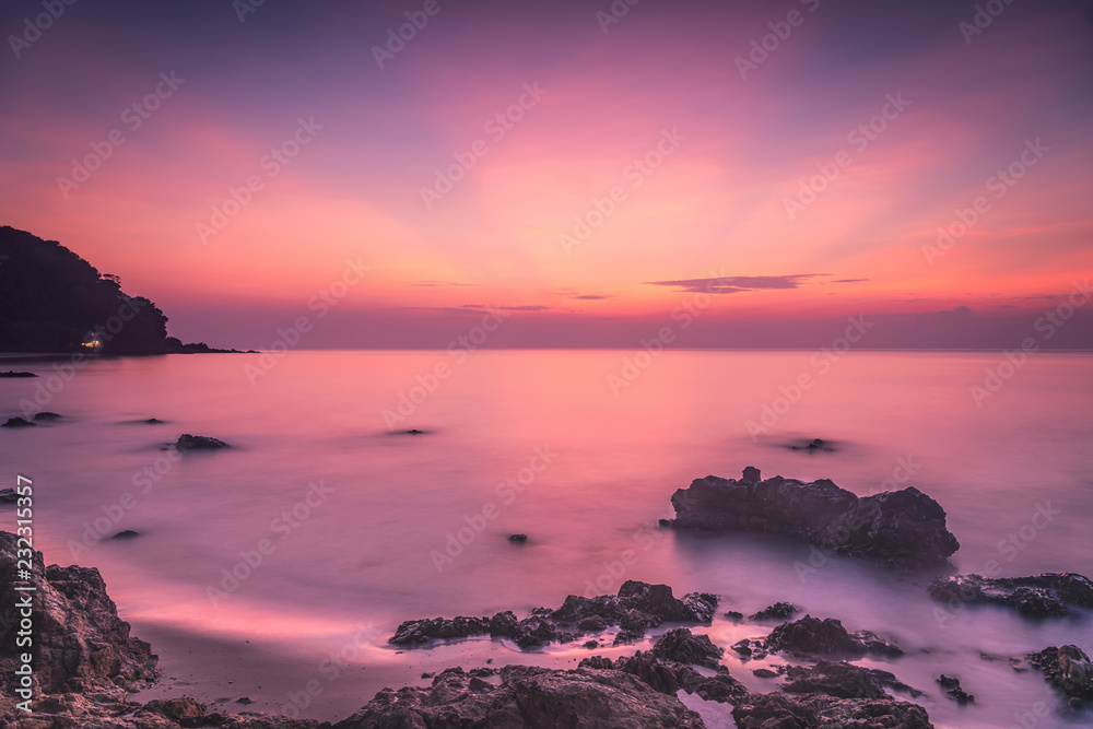 Sweet Sunrise Over The Sea at Rayong Beach