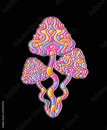 Magic psychedelic mushrooms. Vector 