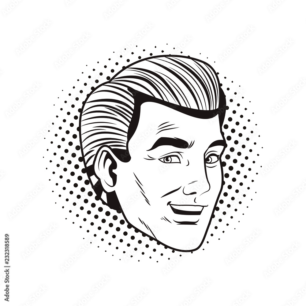 pop art man face black and white pop art man face black and white
