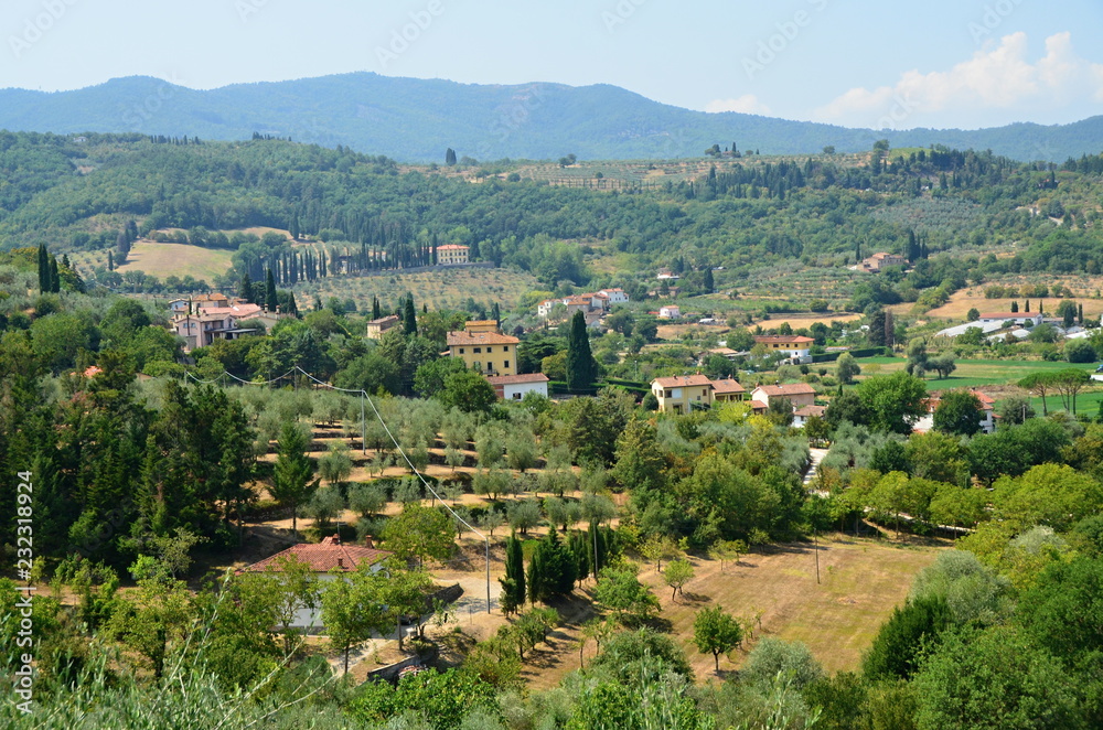 View of Tuscany landscape Arezzo View of the small town of Arezzo