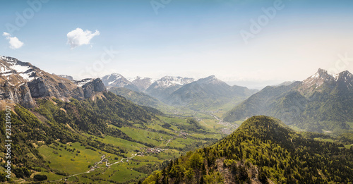 Sunny day, French Alps, Parc naturel rí©gional du Massif des Bauges, Chatelard-en-Bauges, Rhone-Alpes, France photo