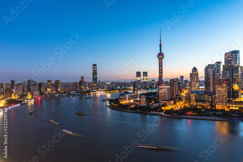 panoramic city skyline in shanghai china © THINK b