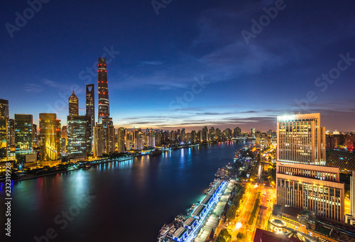 Photography panoramic city skyline in shanghai china