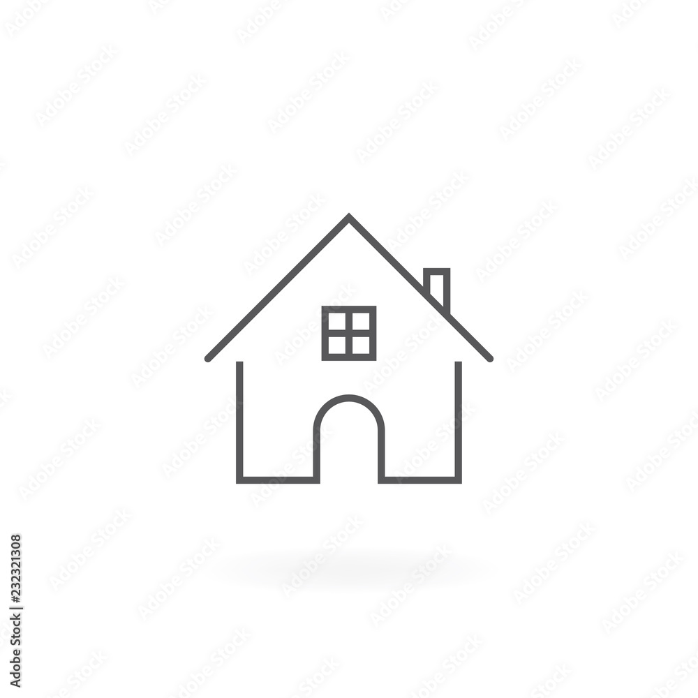 Home icon. Home icon in thin line style. Symbol of House with door and window