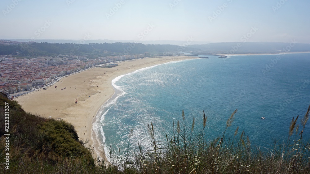bay of nazare village at portuguese coast