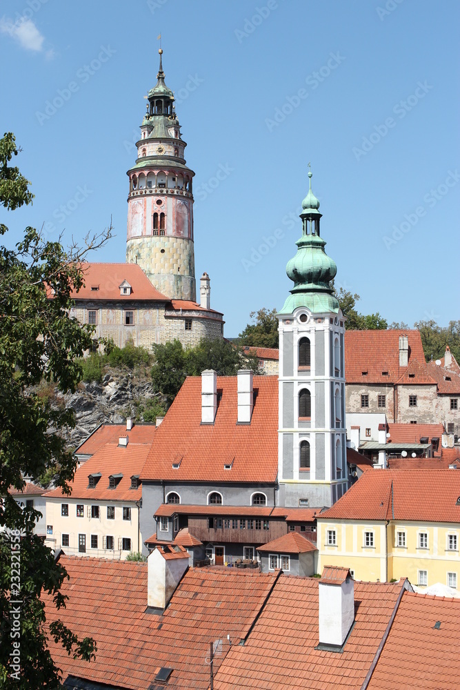Castle and church in Cesky Krumlov, Czech republic Castle and church in Cesky Krumlov, Czech republic