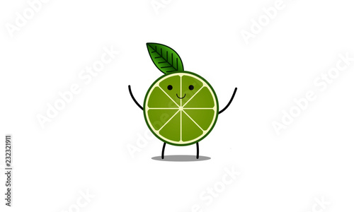 Limette gemalt mit gesicht und armen