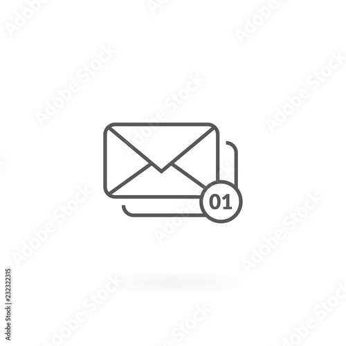 Envelope mail icon. Mail notification icon, New mail symbol. Outline email icon isolated on white background