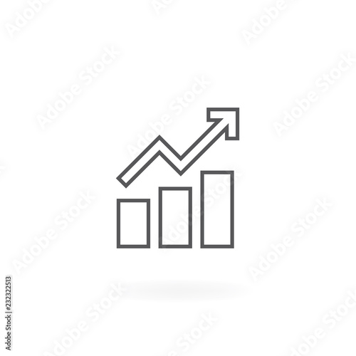 Growing graph icon. Business graph icon, Growth chart icon. Thin line icon
