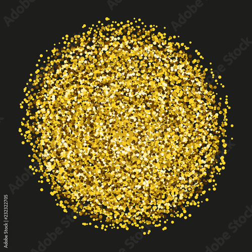 Gold sparkles and glitter powder spray. Sparkling glitter particles explosion on vector black transparent background. Golden star light shining or luxury fireworks and confetti outburst