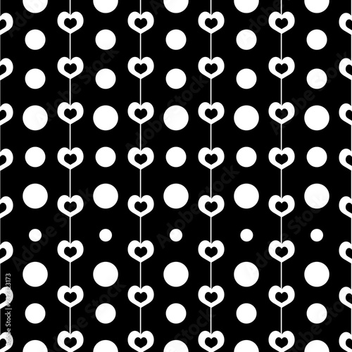 Geometric seamless pattern. Circles and hearts