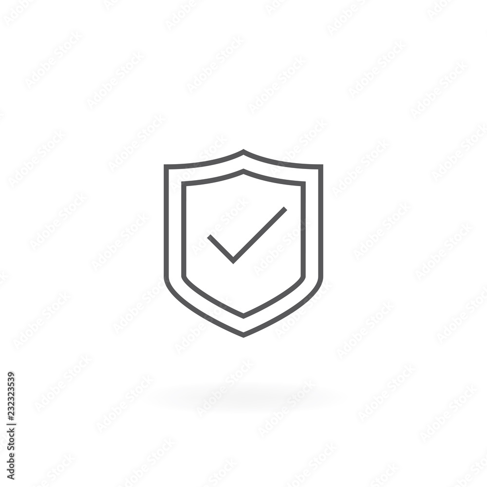 Shield with checkmark. Protection and security symbol. Safety and protection icon Shield with checkmark. Protection and security symbol. Safety and protection icon