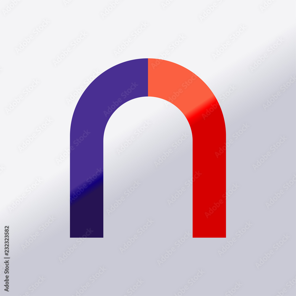Red-blue magnet. Close-up. Vector image. Red-blue magnet. Close-up. Vector image.
