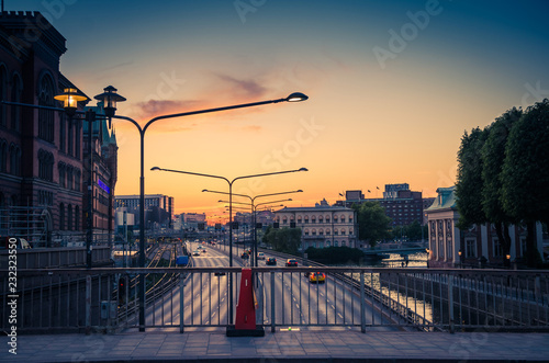 Photography Rushing cars on Centralbron bridge, Gamla Stan, Stockholm, Sweden