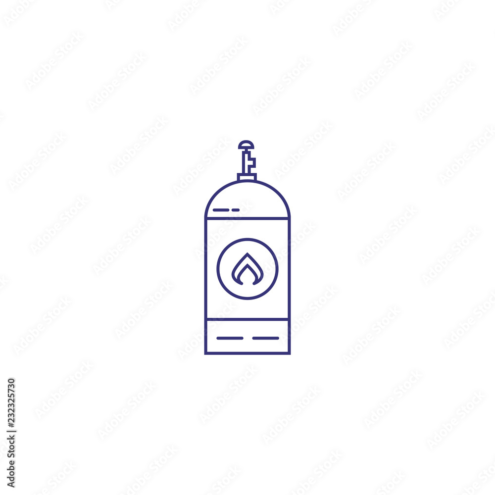 Gas bottle line icon. Liquid propane, flammable gas tank, camping gas bottle. Factory concept. Vector illustration can be used for topics like industry, camping equipment, fuel Gas bottle line icon. Liquid propane, flammable gas tank, camping gas bottle. Factory concept. Vector illustration can be used for topics like industry, camping equipment, fuel