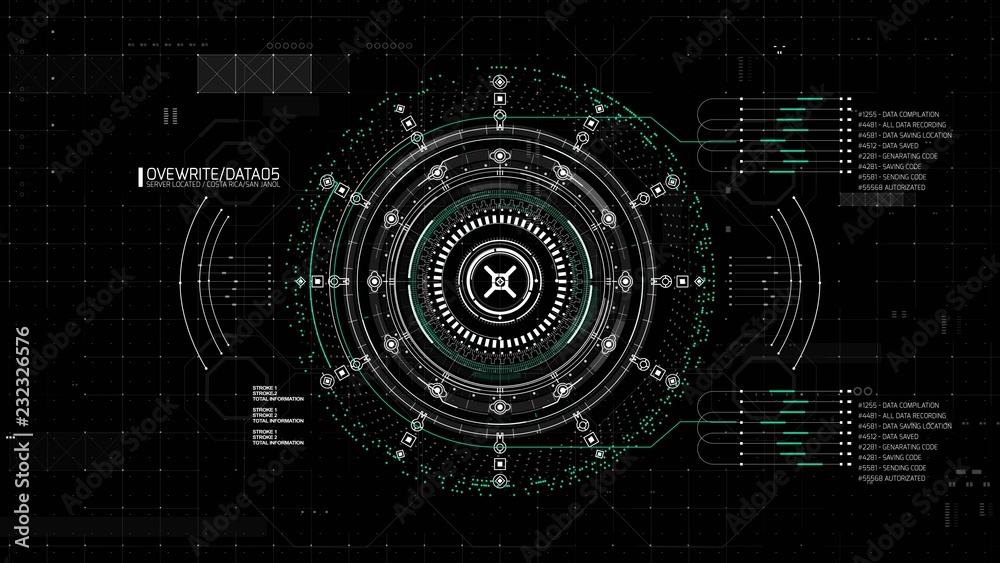 Hud Rotary Data Analize Futurusistic Thechnic Display Hud Rotary Data Analize Futurusistic Thechnic Display