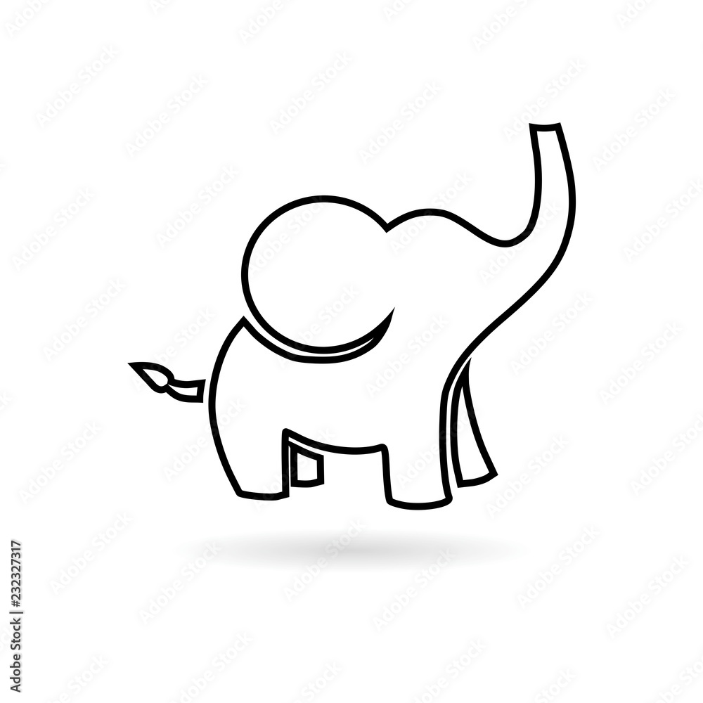 Black Cute little one, baby elephant icon or logo Black Cute little one, baby elephant icon or logo