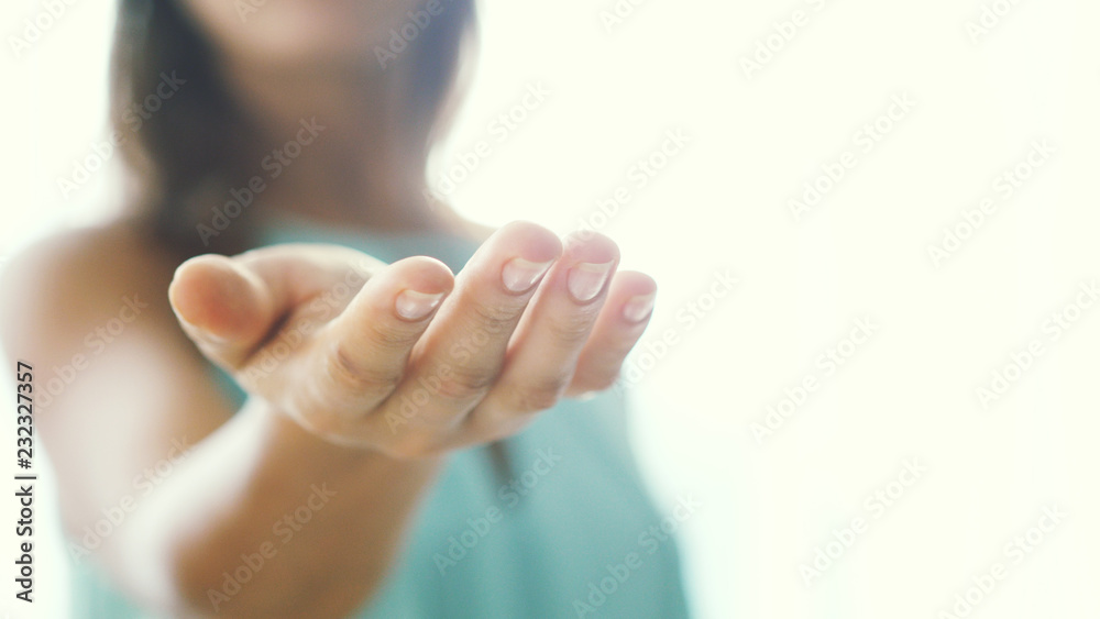 Inviting invitation Gesture by young woman Inviting invitation Gesture by young woman