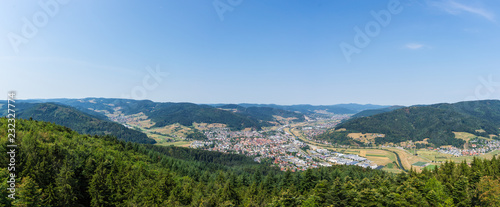 Germany, XXL panorama of Hausach in Kinzig valley surrounded by endless black forest nature
