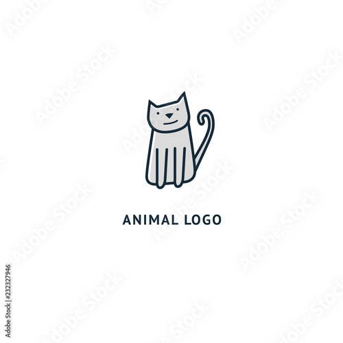 Cat silhouette logo. Vector abstract minimalistic illustration veterinary. Kitten icon. Pet, pet shop, zoo, clinic vector flat style logotype modern.