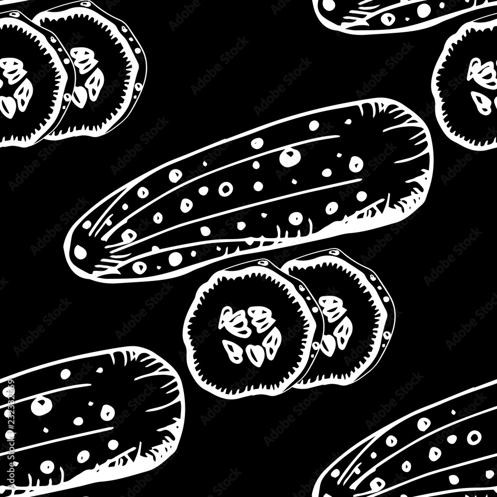 seamless pattern with vegetables cucumber