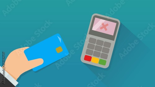 Contactless payment with credit card valid/failed (flat design) photo