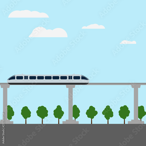 Maglev rail train vector illustration.