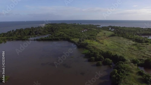 Wallpaper Mural Dalahican, Lucena City, Philippines - December 28, 2017: Man made swamp and marsh land near the sea.Drone Aerial Torontodigital.ca
