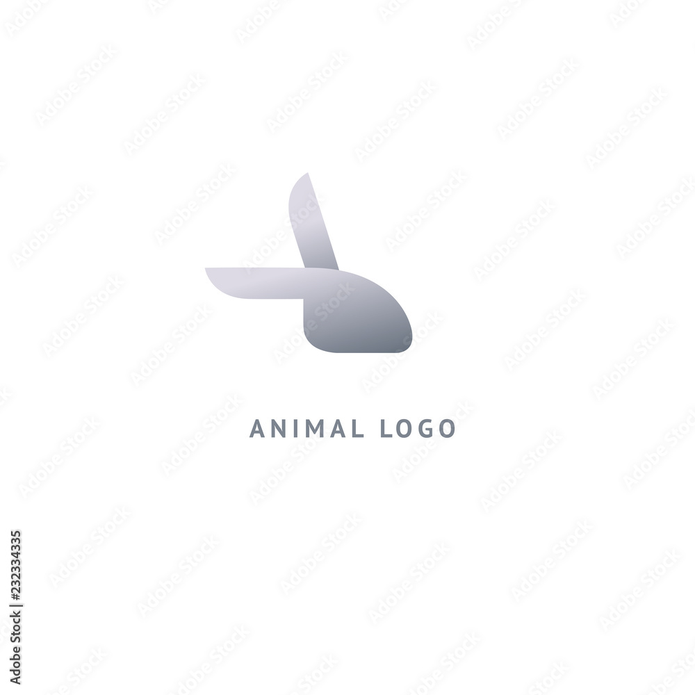 Rabbit silhouette logo. Vector abstract minimalistic illustration veterinary. Bunny icon. Pet, pet shop, zoo, clinic, Easter, rodent vector flat style logotype modern.