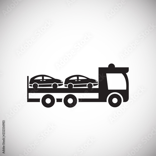 Car transporter on white background icon