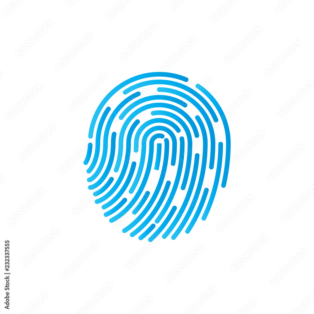 Identification symbol. Fingerprint icon. Vector illustrations. Flat design. Identification symbol. Fingerprint icon. Vector illustrations. Flat design.