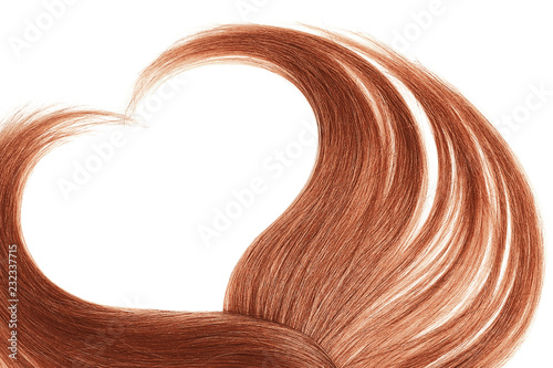 Henna hair in shape of heart, isolated on white background