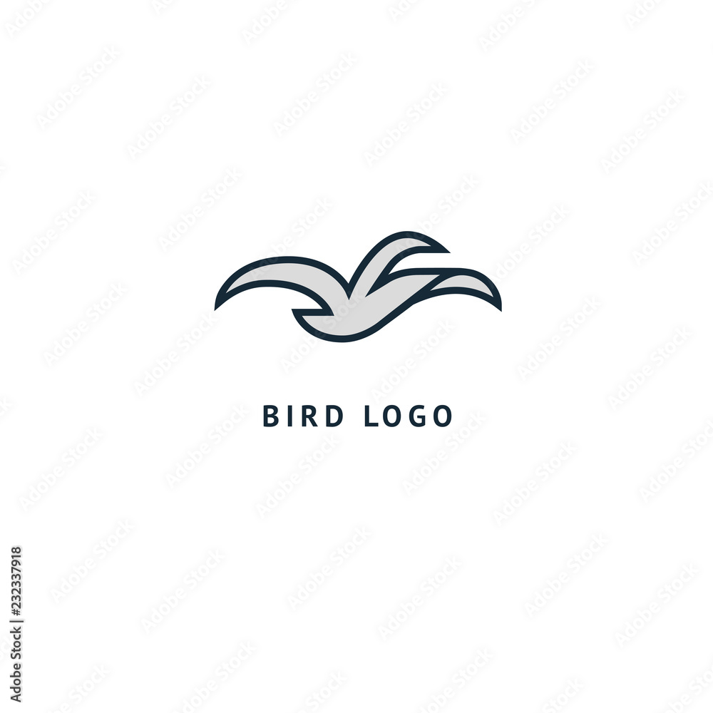 Bird silhouette logo. Vector abstract minimalistic illustration flying fowl. Swan icon. Zoo, pet shop, farm, bird feather, wild nature vector flat style logotype modern. Bird silhouette logo. Vector abstract minimalistic illustration flying fowl. Swan icon. Zoo, pet shop, farm, bird feather, wild nature vector flat style logotype modern.