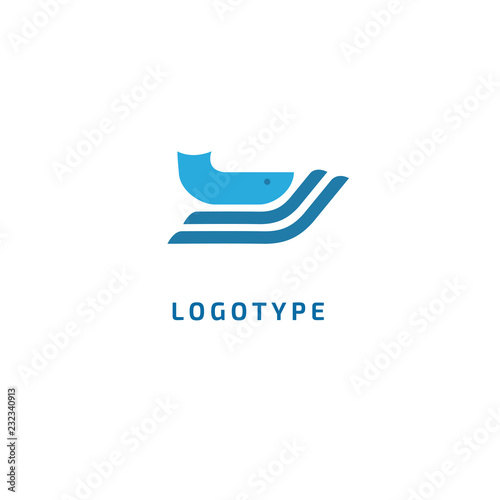 Fish silhouette logo. Vector abstract minimalistic illustration fishing. Tuna, salmon icon. Aquarium, pet shop, marina, fish restaurant, seafood vector flat style logotype modern.