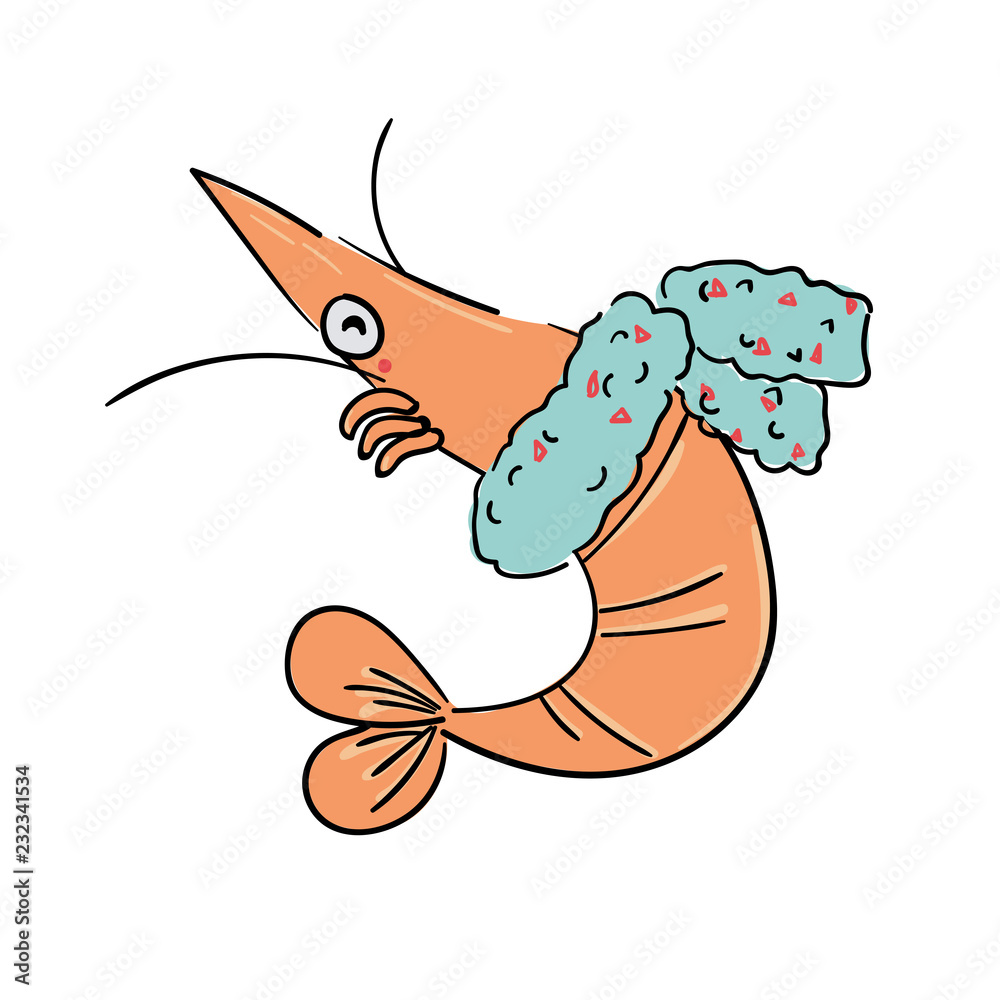 Cute Shrimp Drawing