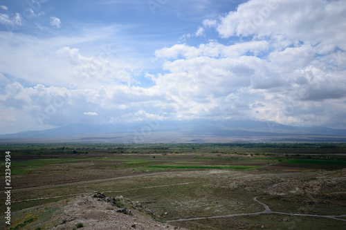 Ararat mountain hidden in clouds