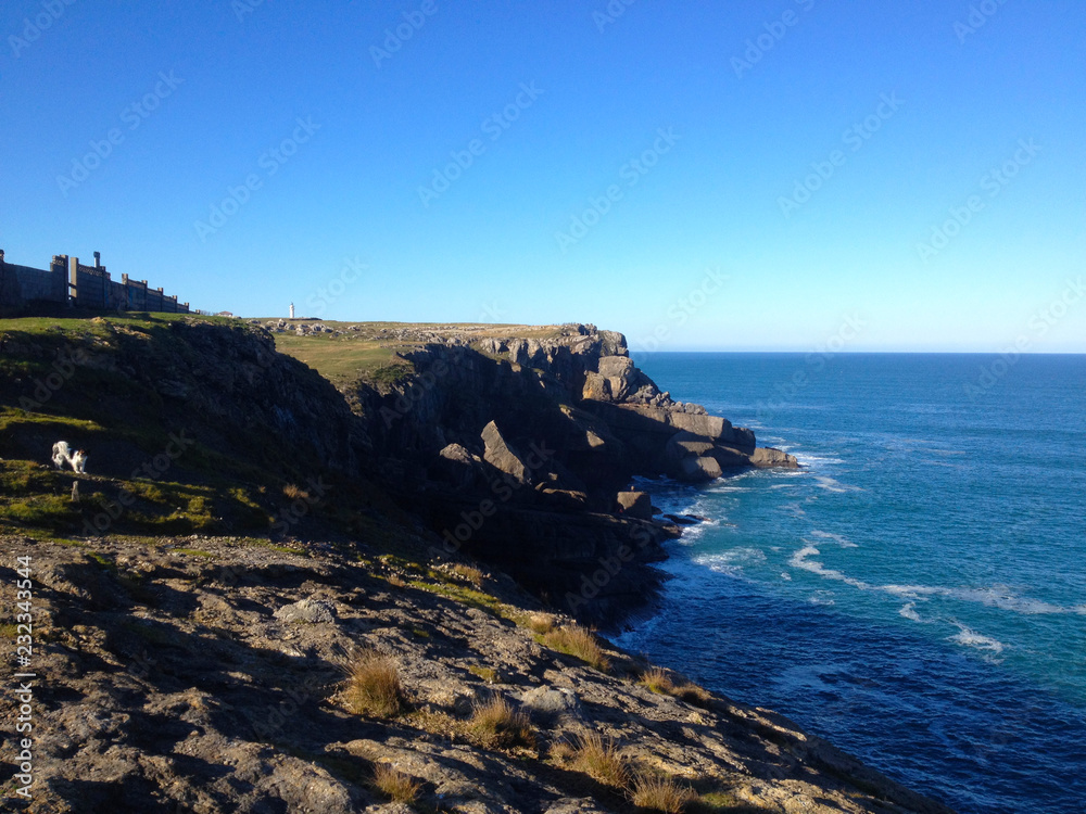 View of Cabo de Ajo, the Ajo cape. Cantabrian Sea, Cantabria, Northern Spain.
