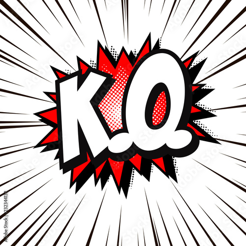 K.O. Comics book text balloon, vector red halftone