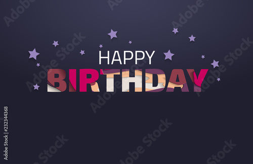 Happy birthday vector design with paper cut effect