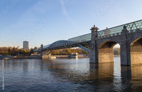 View of the Pushkinsky (Andreevsky) Bridge and the Moskva River. Moscow, Russia photo