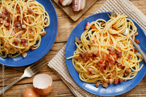 Traditional italian dish spaghetti carbonara