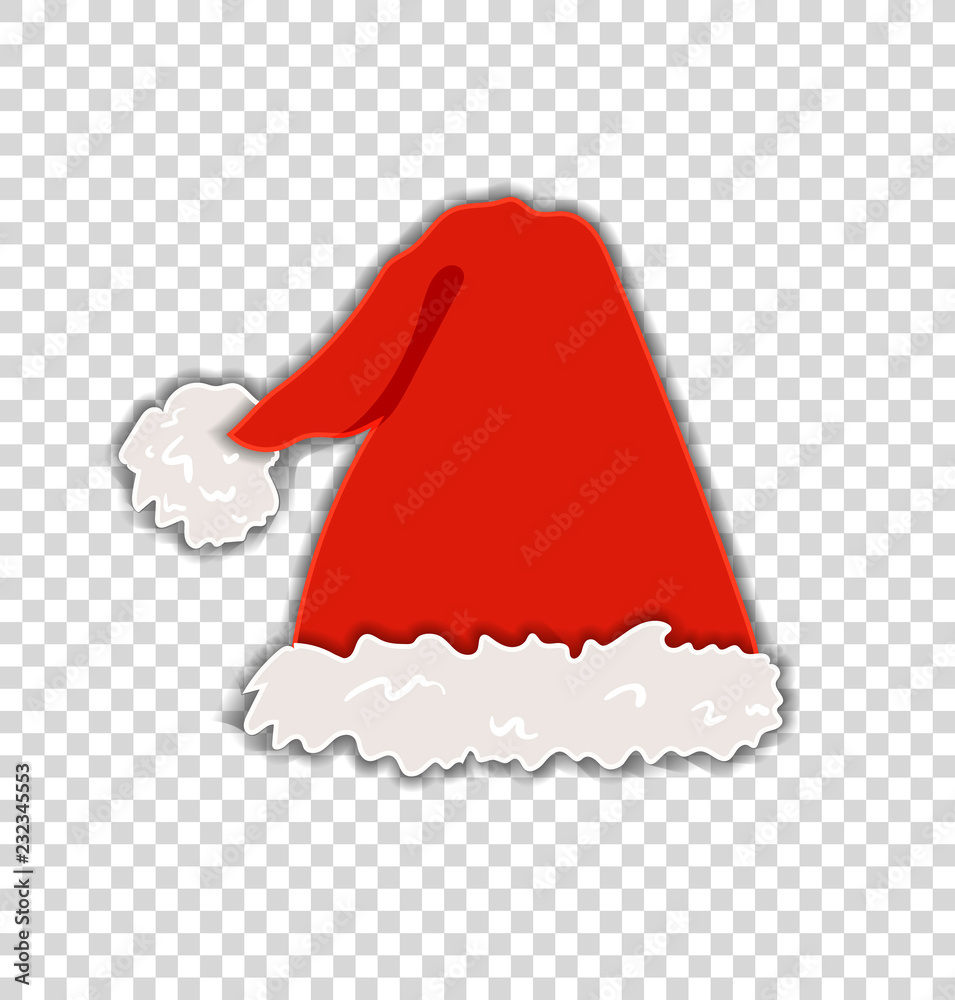 Vector Santa's Fluffy Hat Isolated on Transparent Background, Christmas Celebration, Festive Decorative Element. Vector Santa's Fluffy Hat Isolated on Transparent Background, Christmas Celebration, Festive Decorative Element.