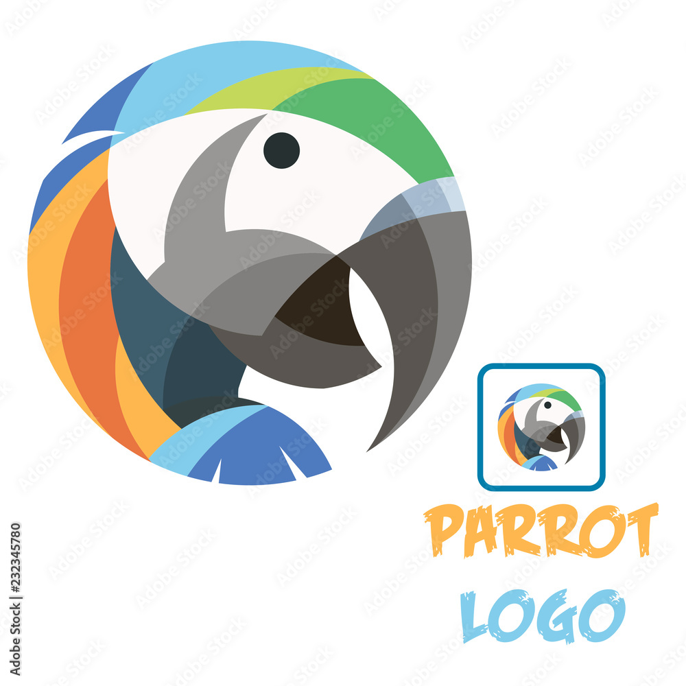 Obraz premium parrot logo vector fun art illustration