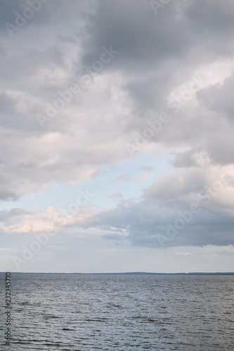 blue azure sea blue sky horizon seascape White clouds