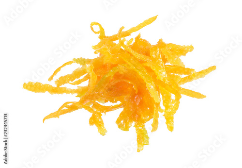 Fresh Orange Zest. Isolated on white background