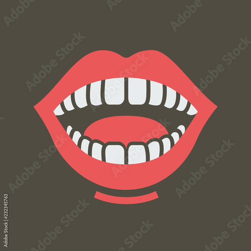 Silhouette icon mouth with teeth