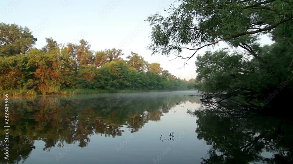 orange sunrise on the river, morning mist at sunrise, orange rays of the sun through the morning mist on the river, Aerial view of mystical river at sunrise with fog orange sunrise on the river, morning mist at sunrise, orange rays of the sun through the morning mist on the river, Aerial view of mystical river at sunrise with fog
