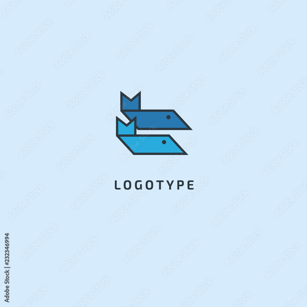 Fish silhouette logo. Vector abstract minimalistic illustration fishing. Tuna, salmon icon. Aquarium, pet shop, marina, fish restaurant, seafood vector flat style logotype modern. Fish silhouette logo. Vector abstract minimalistic illustration fishing. Tuna, salmon icon. Aquarium, pet shop, marina, fish restaurant, seafood vector flat style logotype modern.