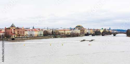 View to Vitava river in Prague from Charles Bridge, Czech Republic